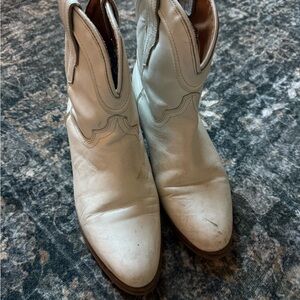 Women's White Leather Western Boots